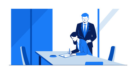 Businesswoman Signing Contract with Supervisors Support.