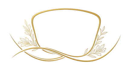 Elegant golden decorative frame with floral accents and swirling lines.