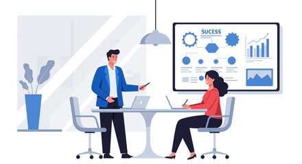 Obraz premium Business Team Meeting with Presentation and Laptop.