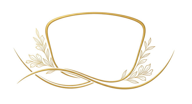 Elegant golden decorative frame with floral accents and swirling lines.
