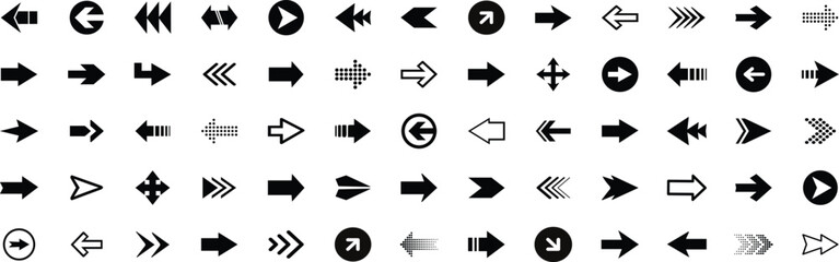 Arrow icon set. arrow. cursor. Modern simple arrows. collection, different arrow signs, black arrows icons. Arrow big black set. Vector illustration.