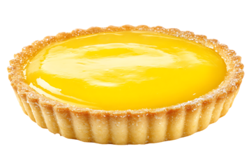 Delicious lemon tart with golden custard filling and flaky pastry crust