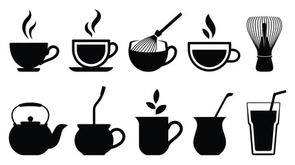 Various hot and cold beverages icon pack.