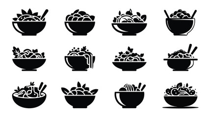 Collection of food bowl silhouette icons
