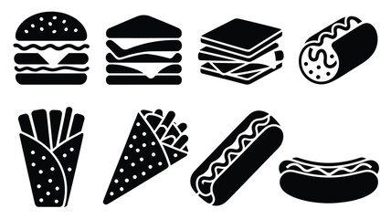 Fast food icons collection, diverse meal