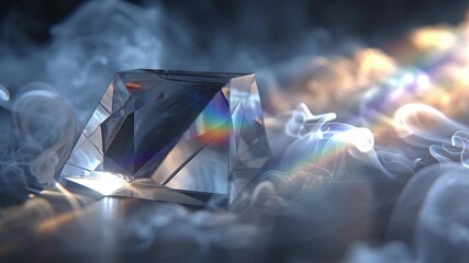 Mystical Diamond Prism in Ethereal Smoke - A Captivating Visual Journey. - Powered by Adobe