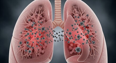 Illustration of Lungs Affected by a Viral Infection.