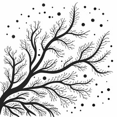 Silhouette of Tree Branches with Floating Circles bare