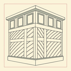 Stylized Isometric Timber Frame Building Facade vector