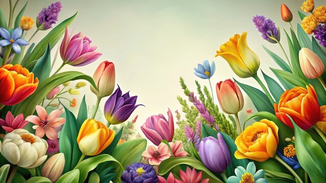 Vibrant tulips arrangement with mixed spring flowers