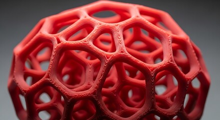 Intricate Red Voronoi Structure - A Study in Geometric Art.