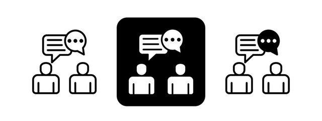 Discussion  Solid color and black line drawing vector illustration set