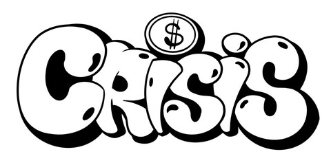 Graffiti Crisis, illustration of letter crisis with a unique simple graffiti pattern