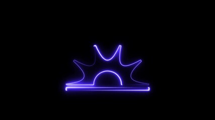 Purple neon libra zodiac sign glowing on black background astrology horoscope - Powered by Adobe