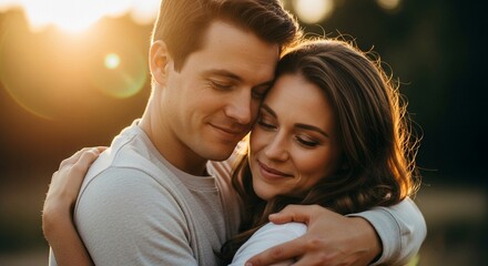 Captured Moments Experiencing the Joy of Authentic Human Connection and Shared Intimacy Between a Young Couple at Sunset