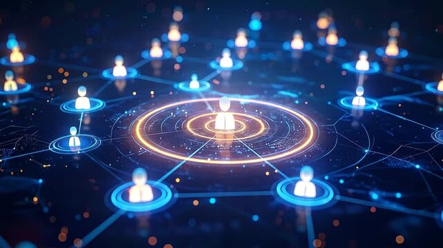 Digital Network Connection: Interconnected Hubs of Data and Information Flow