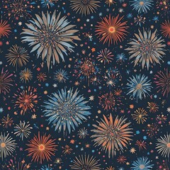 Fototapeta premium fireworks seamless pattern
