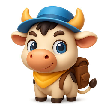 funny cow with a hat