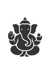 Illustration of Hindu God Ganesh Black Silhouette Logo Icon | Spiritual Indian Deity Vector Art