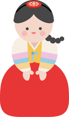 한국 전통 의상 색동저고리 한복을 입은 소녀