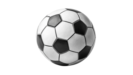 A classic black and white soccer ball, isolated on transparent background