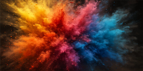 Abstract, colorful space background featuring a fiery red nebula, light, smoke, and star galaxy texture
