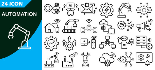 Fototapeta premium Set Of 24 Automation Icon
