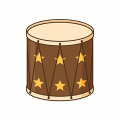 Illustration of a classic toy drum with star decorations.