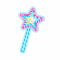 Neon Star Magic Wand Illustration.