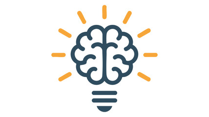 Bright idea brain lightbulb icon