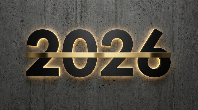 Modern Matte Black 2026 Numbers with Gold Stripe