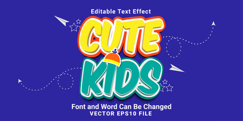 3d editable cute kids cartoon style text effect