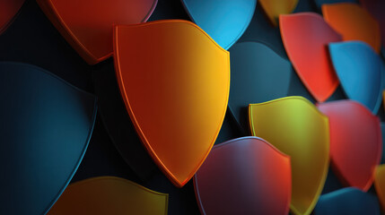 Colorful shield abstract layered protection security vibrant digital art modern design