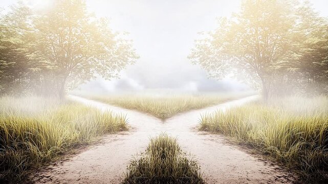 Forest path split into two directions