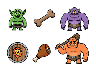 Fantasy creatures goblin cyclops ogre game assets