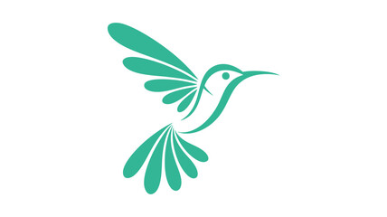 Obraz premium Stylized teal hummingbird flying