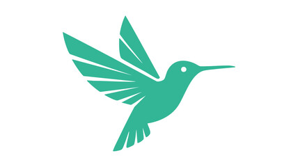 Fototapeta premium Flying teal hummingbird symbol
