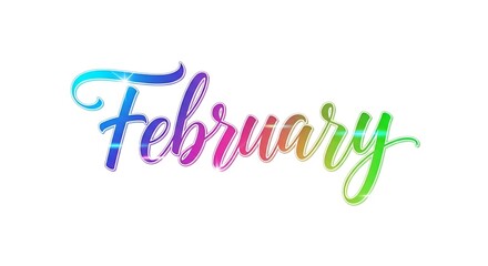 Colorful February Text Design on White Background