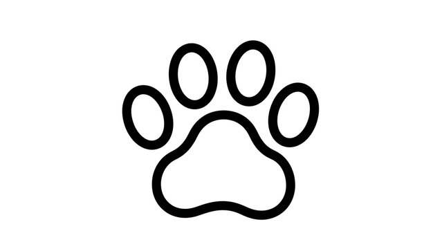A simple black outline drawing of an animal paw print isolated on a white background.
