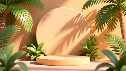 Obraz premium Summer sunlight greenery round display illustration