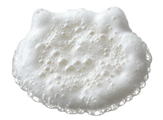 White foam with bubbles, resembling animal ears
