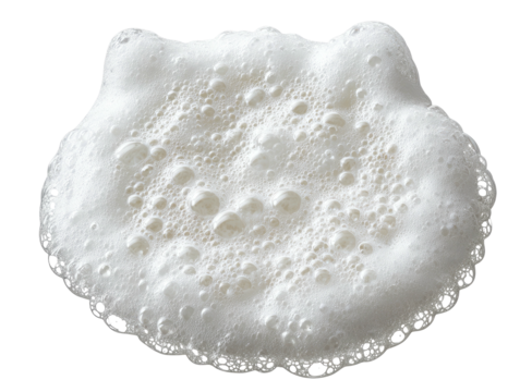 White foam with bubbles, resembling animal ears