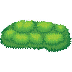 Lush Green Bush With Translucent Background Detailed Pixel Art Nature Element Isolated Vivid Shrubbery Outdoor Garden Foliage