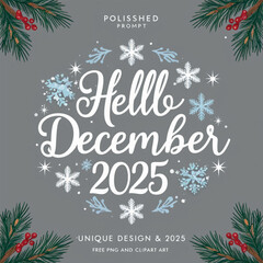 Winter Welcome Hello December 2025 PNG Clipart
