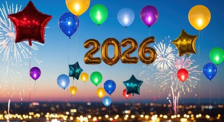 Colorful Balloon Sky 2026 Celebration