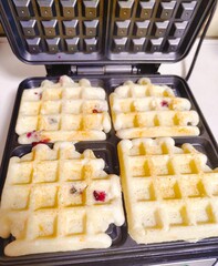 Homemade Fresh Blueberry Waffles Dessert