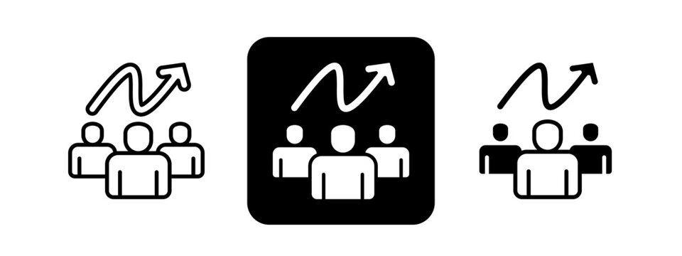 Group Dynamics  Solid color and black line drawing vector illustration set