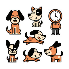 Fototapeta premium Cute Cartoon Dogs Collection With Character