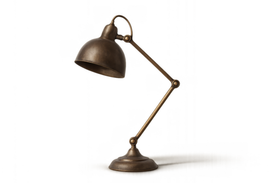 Vintage bronze articulated desk lamp with industrial design for workspace lighting needs