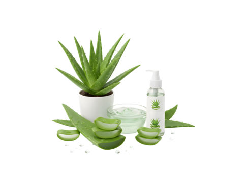 Fresh aloe vera isolated on a white background. It's a super handy herbal remedy for both skin and hair care.